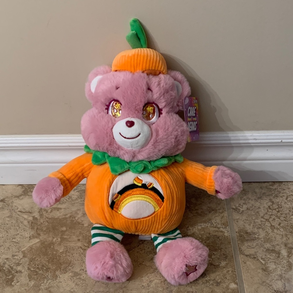 Rare Care Bears NEW Plush - Pink and Orange Pumpkin Halloween Fall NWT